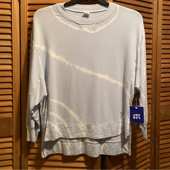 JoyLab Oversized Blue & White Tie Dye Pullover Top - Picture 1 of 14